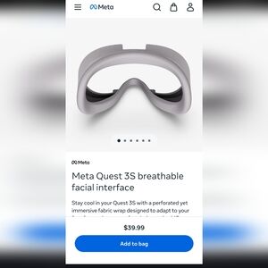Meta Quest 3S Gray Breathable Facial Interface